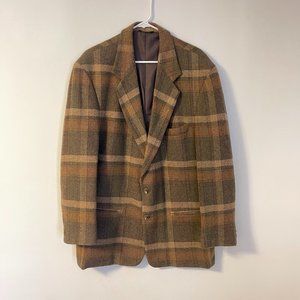 Green Plaid Wool Blazer - 42L